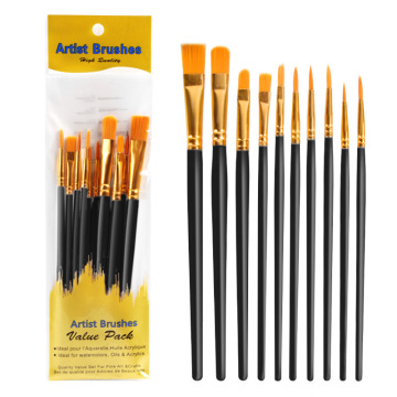 Nylon Paint Brushes: Long Handle Round Brush for Oil, Watercolor & Acrylic