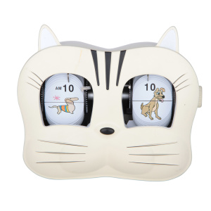 Metal Cat-face Flip Desk Clock