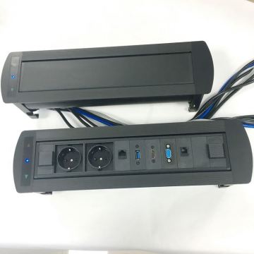Aluminum Alloy Smart EU Type Motorized Rotating Desk Socket
