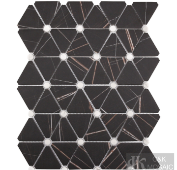 Black marble mosaic with print