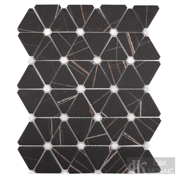 Black marble mosaic with print