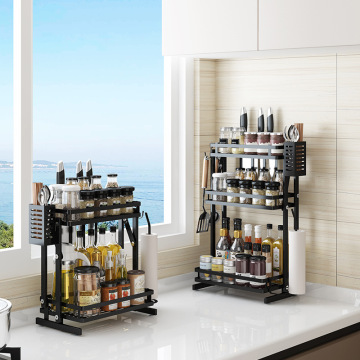 Portampicatore di spezie pieghevole con organizzatore di posate - Porta di condimento per installazione gratuita in piedi da cucina