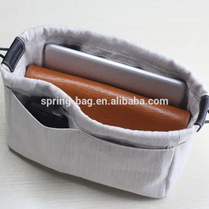 Korean style beige twill canvas cosmetic bag for travel