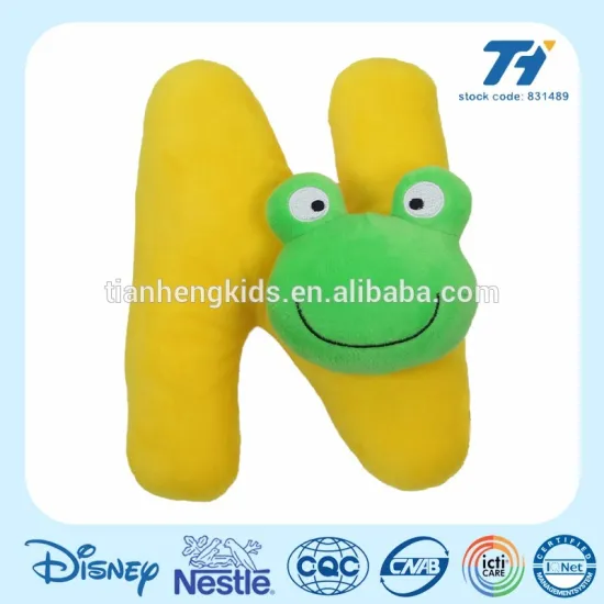 Custom N alphabet letter toys for study and educational frog puzzle stuffed toys