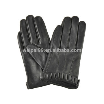 Elegant lace wrist brief paragraph sheepskin leather gloves for ladies