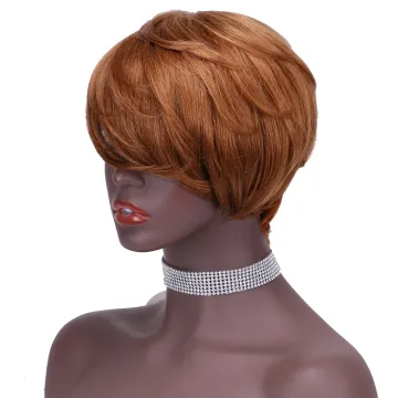 wholesale two tone gold orange T color ombre piexie cut short bob wigs virgin remy Indian malaysian brazilian human hair wigs
