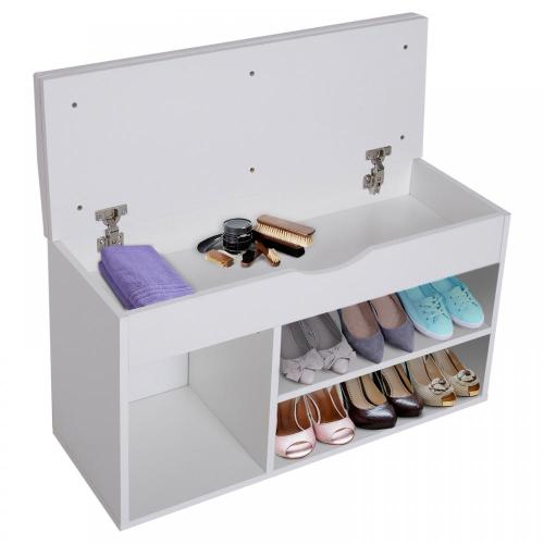 Wooden Shoes Cabinet Bench Hidden Storage Padded Seat