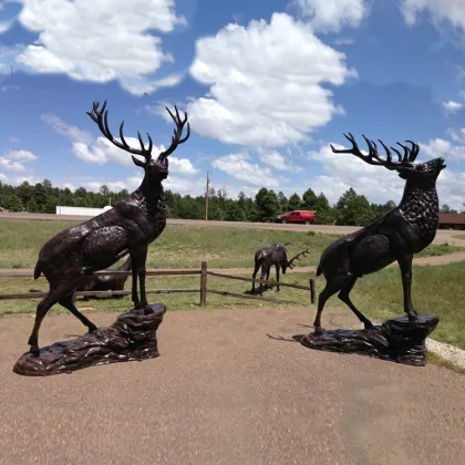 High quality life size bronze copper brass deer statue for garden decoration