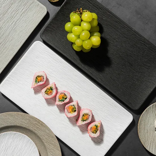 Ceramic Rectangular Plates in Nordic Minimalist Rock Style for Luxury Banquets