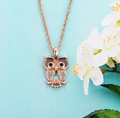 Sterling Silver Gold Plated Necklace Pendant Owl Pendant