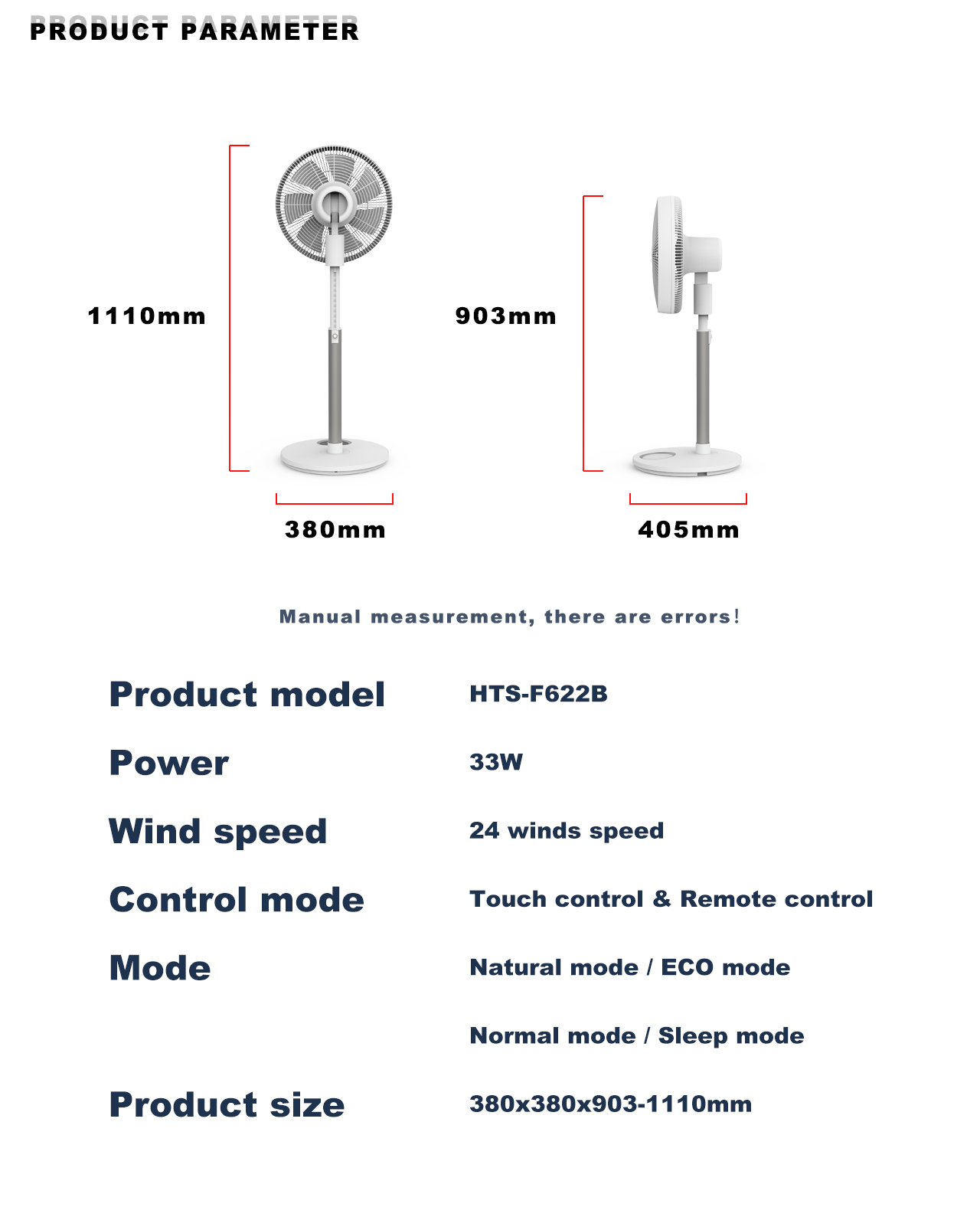 F622B Circulator Stand Fan specification