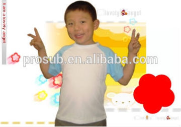 sublimation heat transfer children's polyester raglan T-shirt