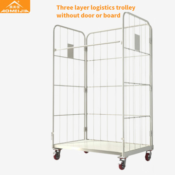 Logistica del carrello dei contenitori a gabbia di magazzino industriale