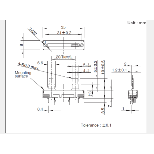 Schiebepotentiometer der Serie RS201