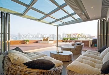 Good quality unique aluminium tempered curved portable glass sunrooms for sale