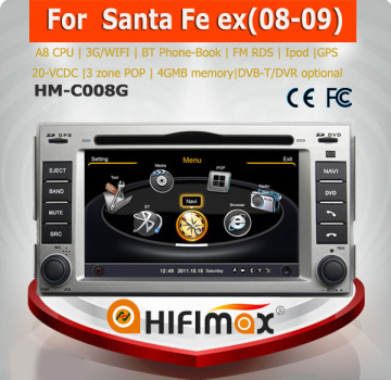 Hifimax car navigation FOR Hyundai Santa Fe ex (2004-2009) WITH A8 CHIPSET DUAL CORE 1080P V-20 DISC WIFI 3G INTERNET DVR