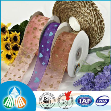 sheer printed polyester organza ribbon