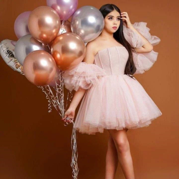 Princess Pink Puffy Tulle Homecoming Dresses