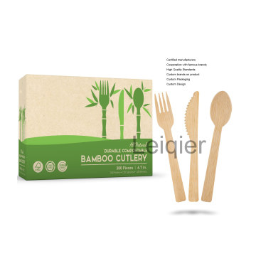 Bamboo Cutlery Set with Custom Logo for Weddings and Restaurants