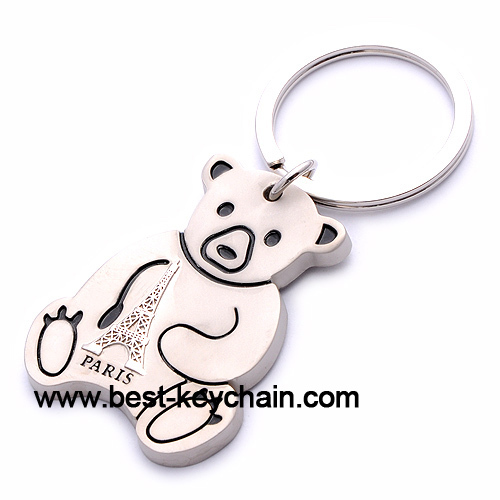 Zinc Alloy Teddy Bear Shape Metal Bulldog Keychain (BK52764)