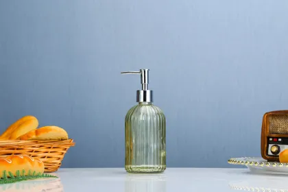 embossed glass liquid hand soap dispenser