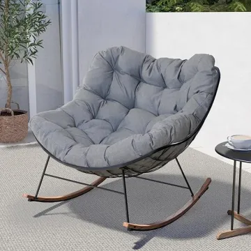 Royal Rocking Chair: Padded Cushion Recliner for Grand Patio Indoor/Outdoor Use
