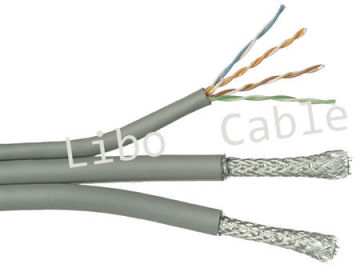 Rg6bc + 26awg Utp Cat5e Cable, 75 Ohm Cat5e Cable For Gigabit Ethernet