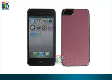 Pink, Blue Plating Pc Hard Cover For Iphone 5 Protective Cases With Carbon Fiber Sticker