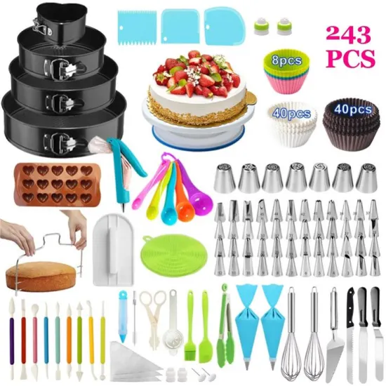 Christmas Cupcake Baking & Fondant Tools Kit: Decorating Nozzles, Turntable & Molds