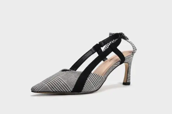 2021 cusp toes slim heel plaid lady sandals