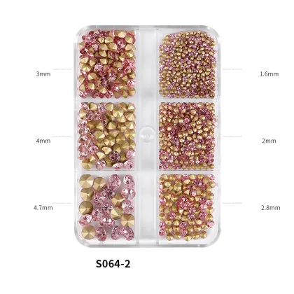 Hot Sale Nail Rhinestones Kit - 6 Sizes 3D Diamond Rhinestones for DIY Nail Art & Salon Beauty