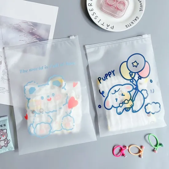 High Quality Custom Logo Transparent Zipper Poly Bags for Clothing