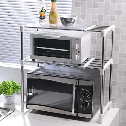 Stainless Steel Kitchen Storage Rack for Microwave Oven Accessories