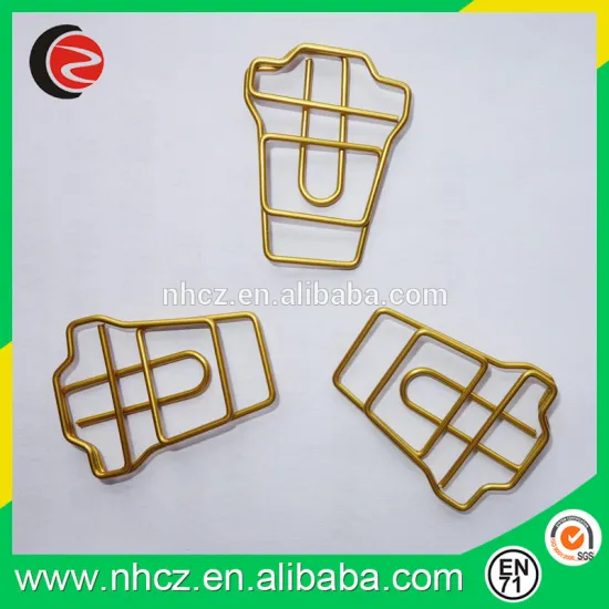 Creative gold color rubbish bins shaped paper clip