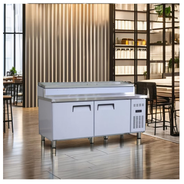 Stainless Steel Commercial Prep Station Refrigerator for Salads, Sandwiches, and Pizzas