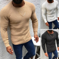 Slim-Fit Long Sleeve Round Neck Pullover Knitwear