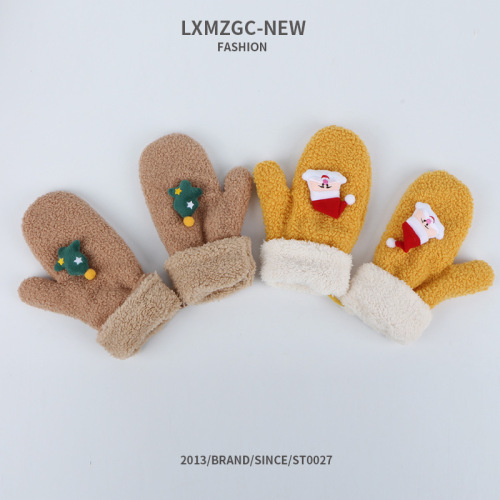 Nouveaux gants de peluche de dessin animé de Noël hiver 2019