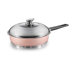 Pink Aluminum Die-casting Deep Fry Pan