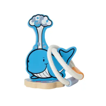 Baby Wooden Whale Indoor Ring Toss Game: A Fun Hook and Ring Toss Activity