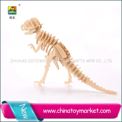 New arrival construction kit promotional wooden diy craft dinosaur puzzle