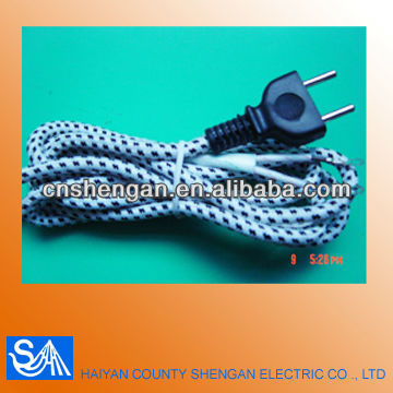 VDE plug with braided waxed cotton cord