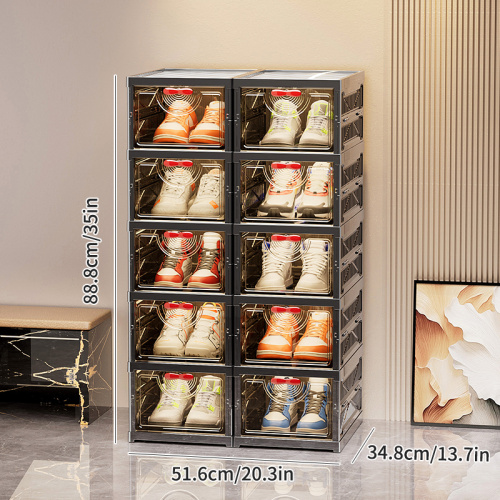 Retro Black Folding Shoe Rack for Modern Storage