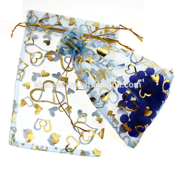 cute organza pouch wine bottle packaging organza bags with logo ribbon with drawstring bags for gift