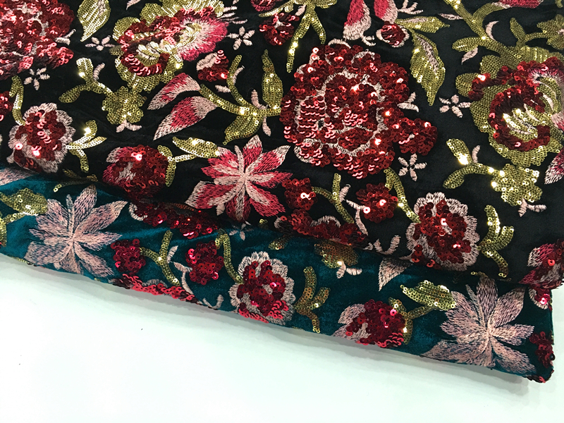 Spangle Velvet Embroidery Fabric