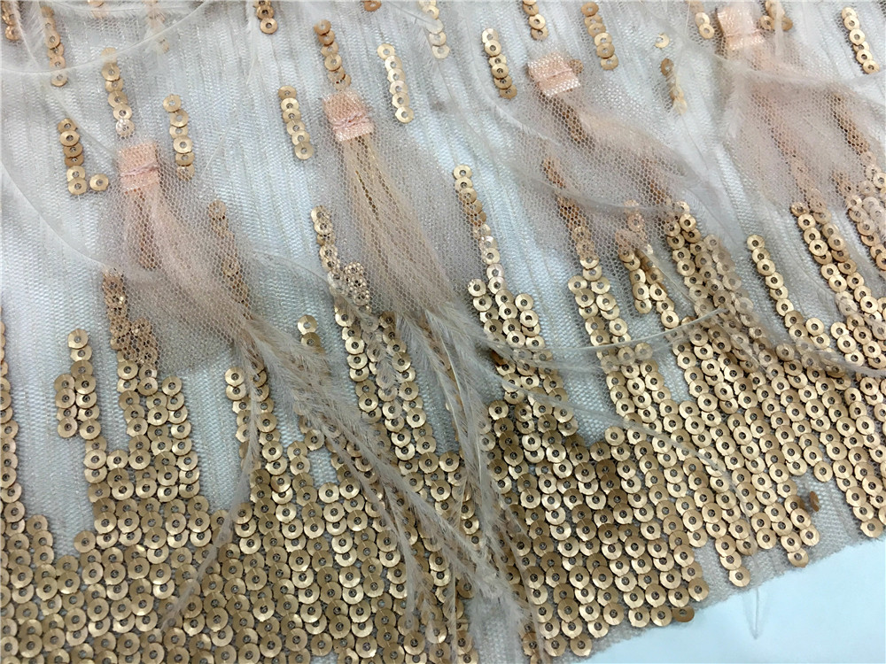Feather Sequin Embroidery Fabric