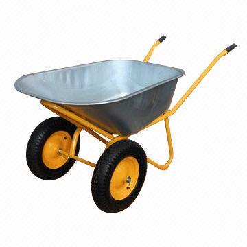 Europe construction wheelbarrow, double wheel galvanized tray, big capacity