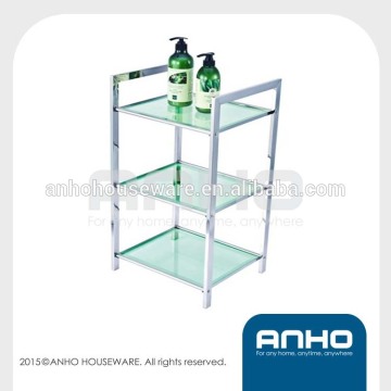 Stainless steel 3-tier glass storage rack with wheels