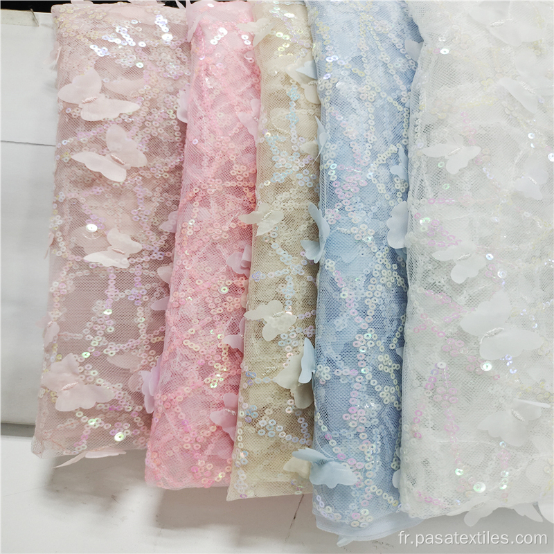 tissu papillon broderie dentelle tulle pour robe