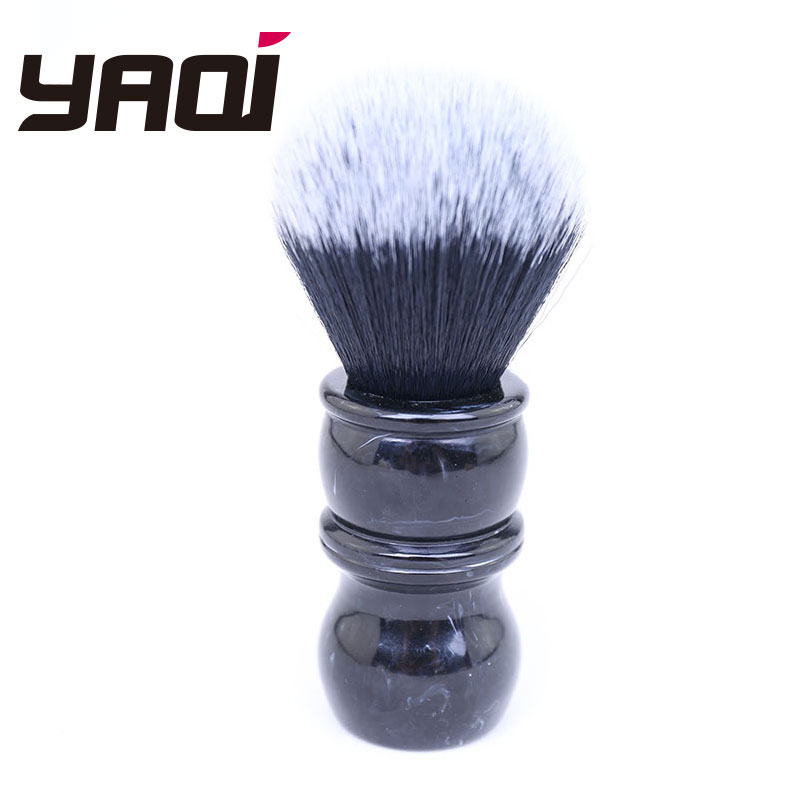 Yaqi 24MM Tuxedo Black and White Tip Synthetic Hair Marble Color Resin Handle Barber Shaving Brush