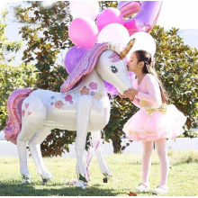 3.8ft Tall Unicorn Party Decorations 3D Walking Giant Unicornio Animal Foil Balloons Girls Birthday Party Decor Kids Supplies